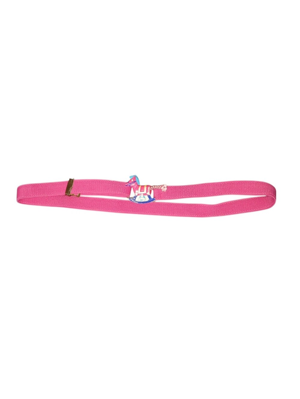 Girls Vintage Pink Kids Elastic Belt with Horse Charm